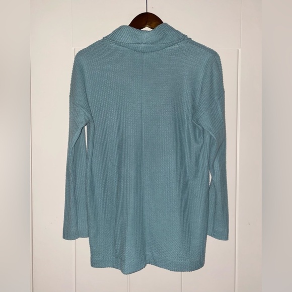 Loft Waffle Knit Stretch Sweater Cowl Neck Split Hem Women M‎ Outdoor Weather - Picture 7 of 7